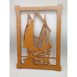 Hand-Crafted Wooden Sailboat Wall Art - 14"x10" - Nautical Decor